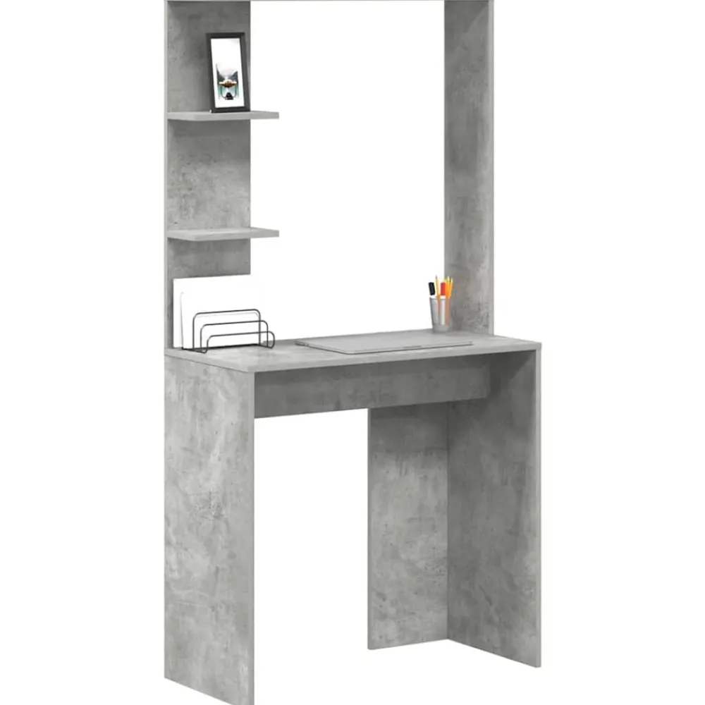 vidaXL Mobiliario De Oficina-Escritorio con estante Gris Concreto 78,5 x 37 x 154,5 cm