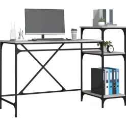 vidaXL Escritorio con estantes hierro y madera 135x50x90cm Gris sonoma Sale