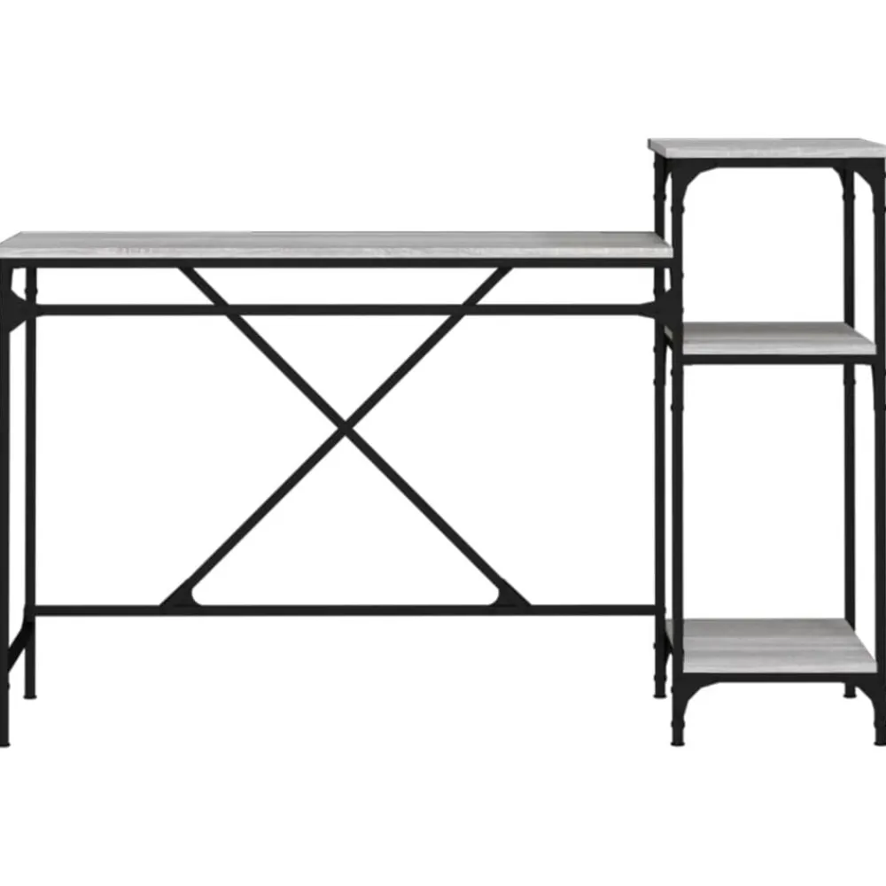 vidaXL Escritorio con estantes hierro y madera 135x50x90cm Gris sonoma Sale