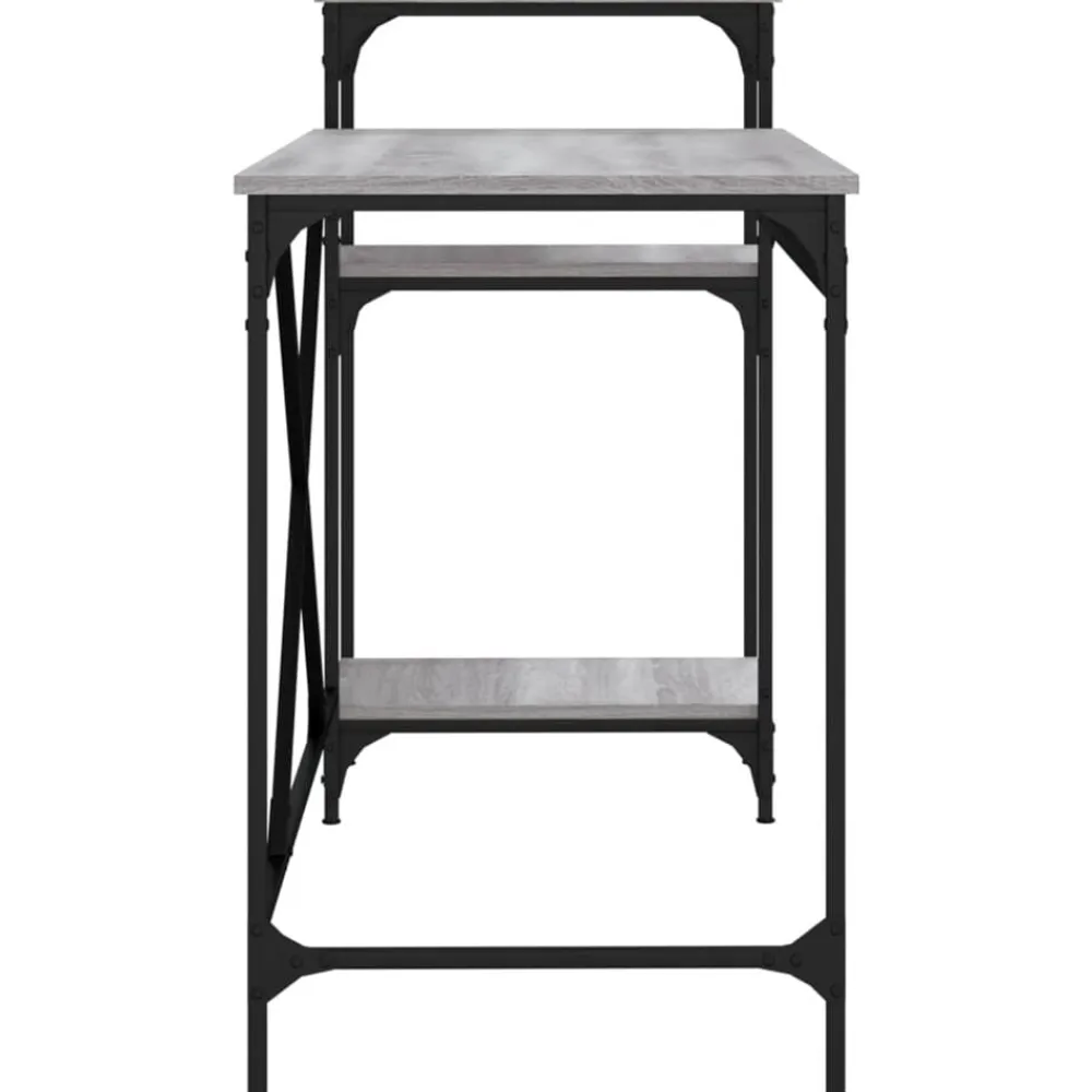 vidaXL Escritorio con estantes hierro y madera 135x50x90cm Gris sonoma Sale