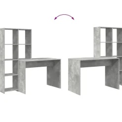 vidaXL Escritorio con estante Gris Concreto 138,5 x 55 x 143 cm Gris hormig&oacute;n Hot