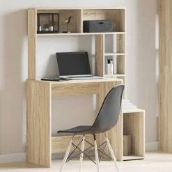 vidaXL Escritorio con estantes contrachapada 100x45x140cm Roble Sonoma Best