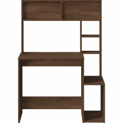 vidaXL Mobiliario De Oficina-Escritorio con estantes contrachapada marrón roble 100x45x140cm