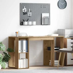 vidaXL Mobiliario De Oficina-Escritorio con estante Roble artesanal 130 x 50.5 x 75 cm