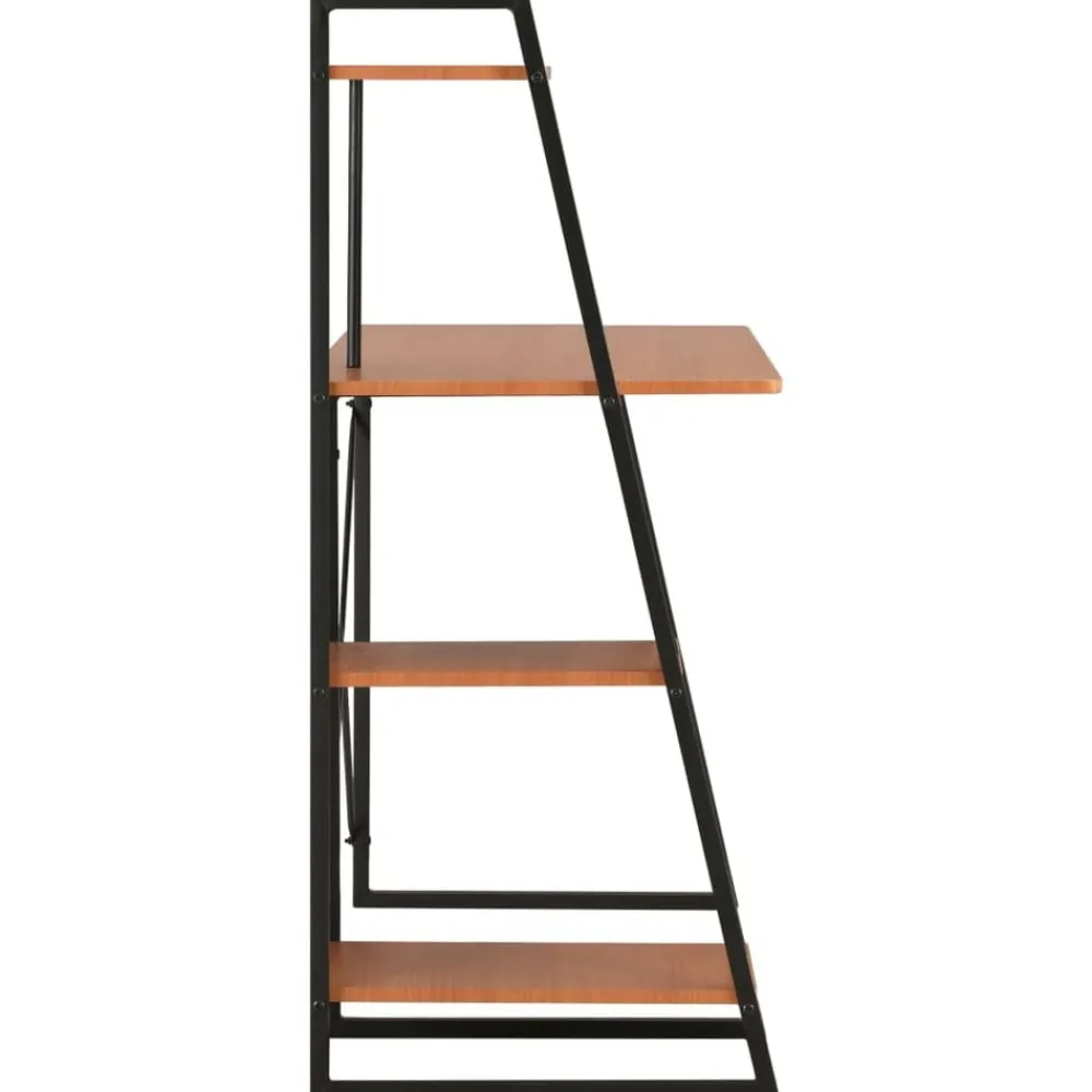 vidaXL Mobiliario De Oficina-Escritorio con estantería negro y marrón 102x50x117 cm