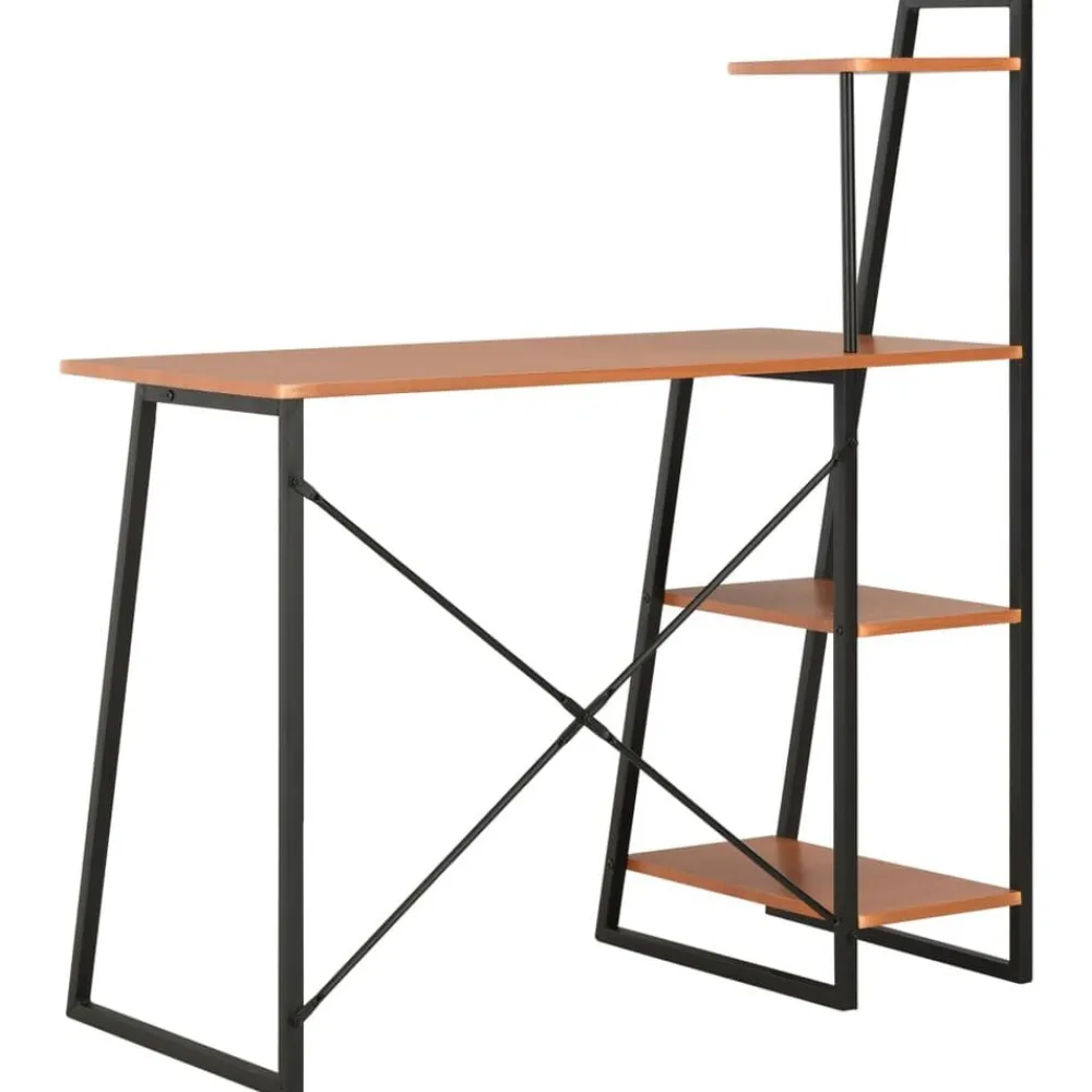 vidaXL Mobiliario De Oficina-Escritorio con estantería negro y marrón 102x50x117 cm
