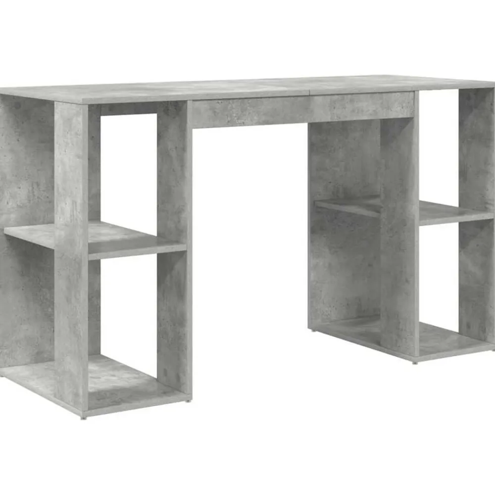 vidaXL Escritorio con estante Gris Concreto 130 x 50.5 x 75 cm Gris hormigón