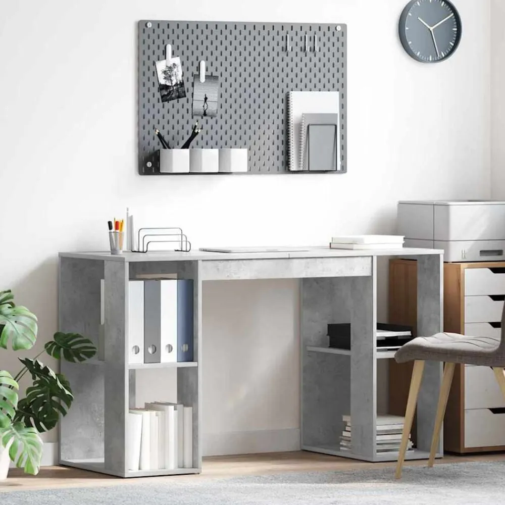vidaXL Escritorio con estante Gris Concreto 130 x 50.5 x 75 cm Gris hormigón