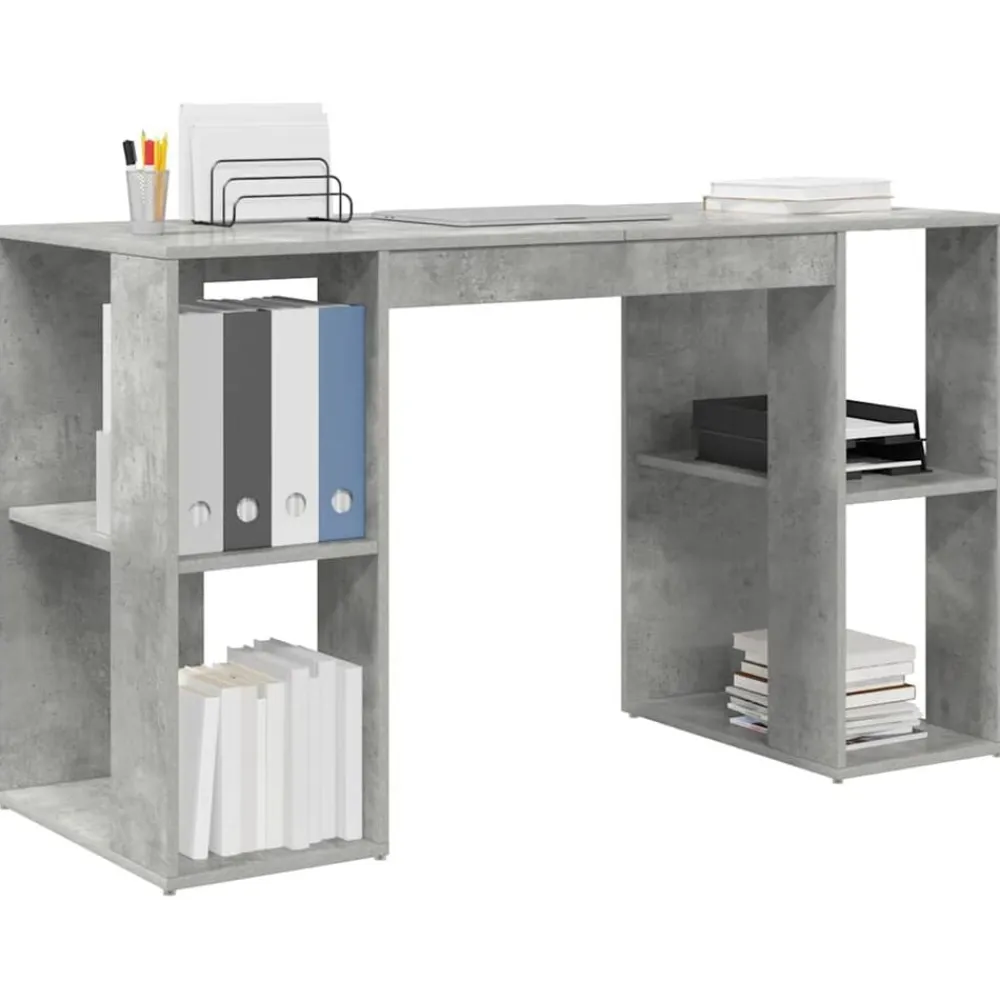 vidaXL Escritorio con estante Gris Concreto 130 x 50.5 x 75 cm Gris hormigón