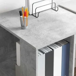vidaXL Escritorio con estante Gris Concreto 130 x 50.5 x 75 cm Gris hormigón