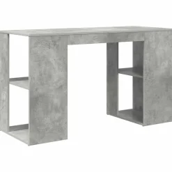 vidaXL Escritorio con estante Gris Concreto 130 x 50.5 x 75 cm Gris hormigón