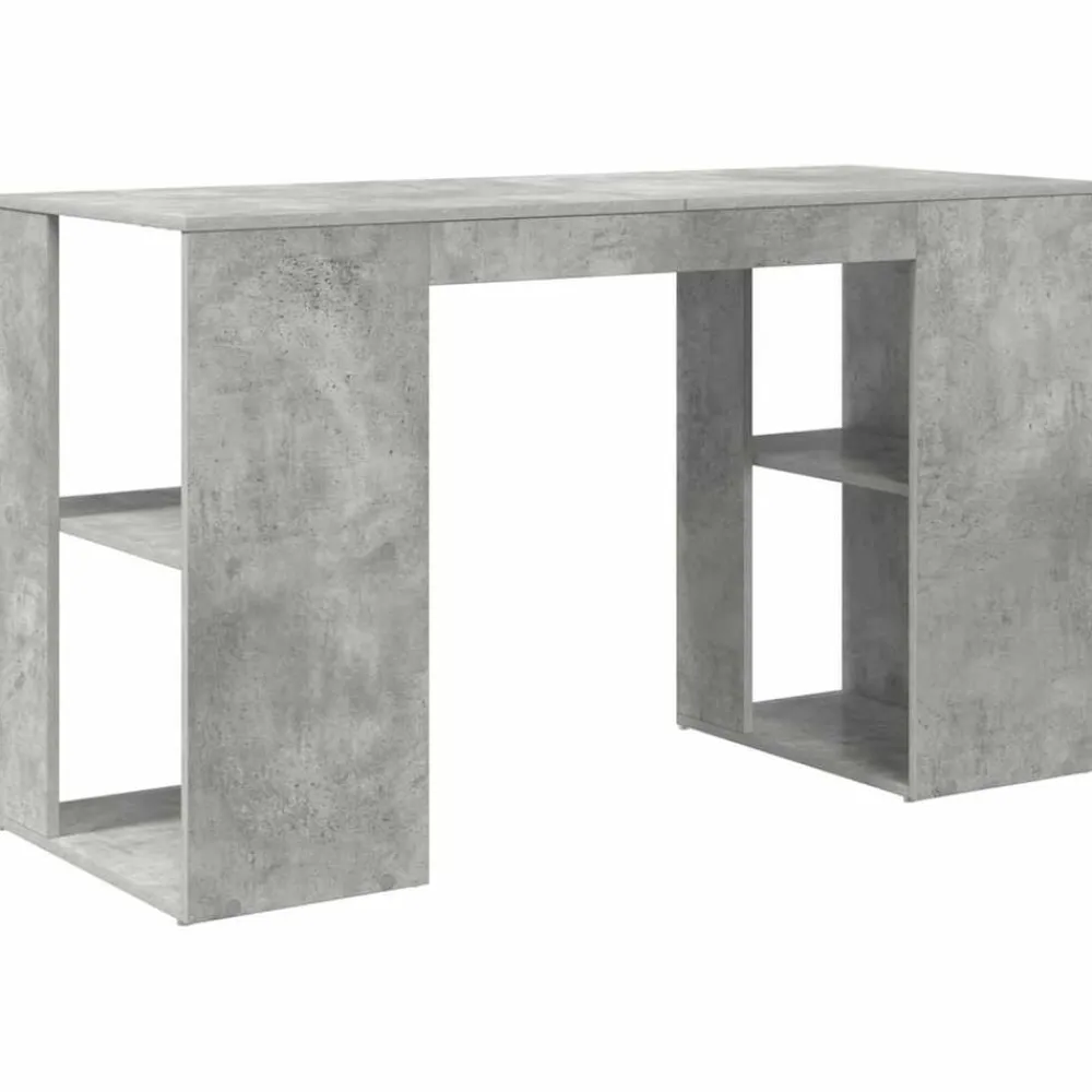 vidaXL Escritorio con estante Gris Concreto 130 x 50.5 x 75 cm Gris hormigón