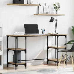 vidaXL Mobiliario De Oficina-Escritorio con estante Roble artesanal 140 x 50 x 75 cm