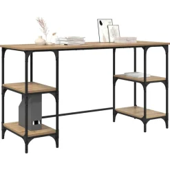 vidaXL Mobiliario De Oficina-Escritorio con estante Roble artesanal 140 x 50 x 75 cm