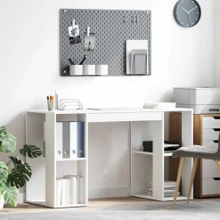vidaXL Escritorio con estante 130 x 50.5 x 75 cm Madera de ingeniería White New