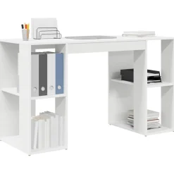 vidaXL Escritorio con estante 130 x 50.5 x 75 cm Madera de ingeniería White New