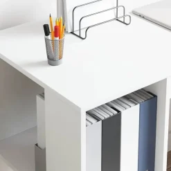 vidaXL Escritorio con estante 130 x 50.5 x 75 cm Madera de ingeniería White New