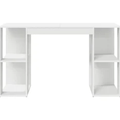 vidaXL Escritorio con estante 130 x 50.5 x 75 cm Madera de ingeniería White New