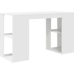 vidaXL Escritorio con estante 130 x 50.5 x 75 cm Madera de ingeniería White New