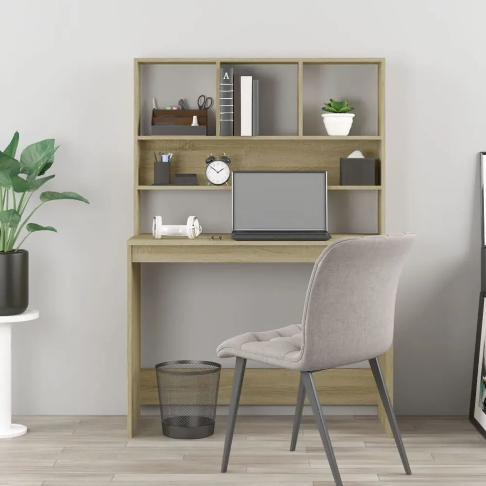 vidaXL Mobiliario De Oficina-Escritorio con estantes contrachapada 102x45x148cm