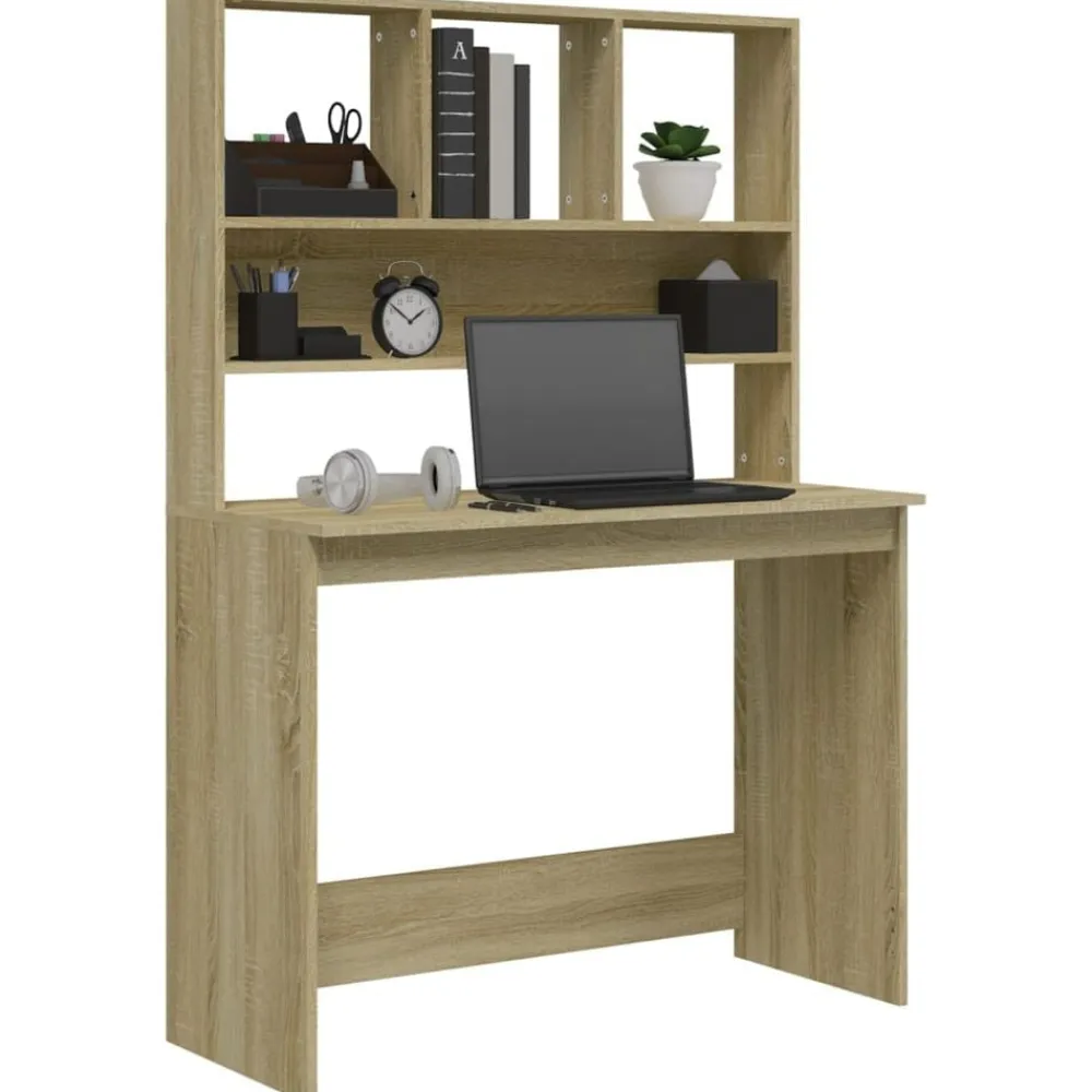 vidaXL Mobiliario De Oficina-Escritorio con estantes contrachapada 102x45x148cm