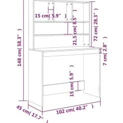 vidaXL Mobiliario De Oficina-Escritorio con estantes contrachapada 102x45x148cm