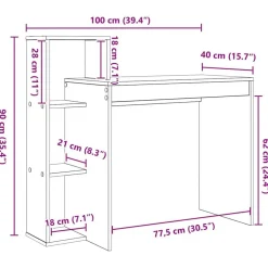 vidaXL Mobiliario De Oficina-Escritorio con estante Roble artesanal 100 x 40 x 90 cm