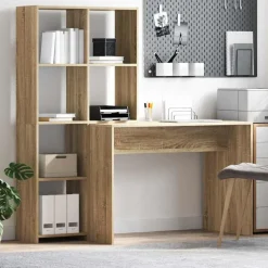vidaXL Mobiliario De Oficina-Escritorio con estante 138,5 x 55 x 143 cm