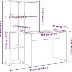 vidaXL Mobiliario De Oficina-Escritorio con estante 138,5 x 55 x 143 cm