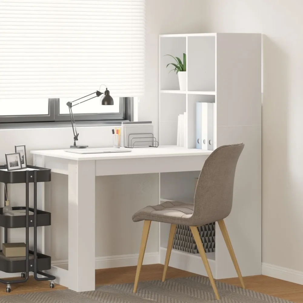 vidaXL Mobiliario De Oficina-Escritorio con estante 122 x 67 x 145 cm Madera de ingeniería