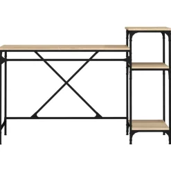 vidaXL Escritorio con estantes madera contrachapada roble 135x50x90 cm Roble Sonoma Sale