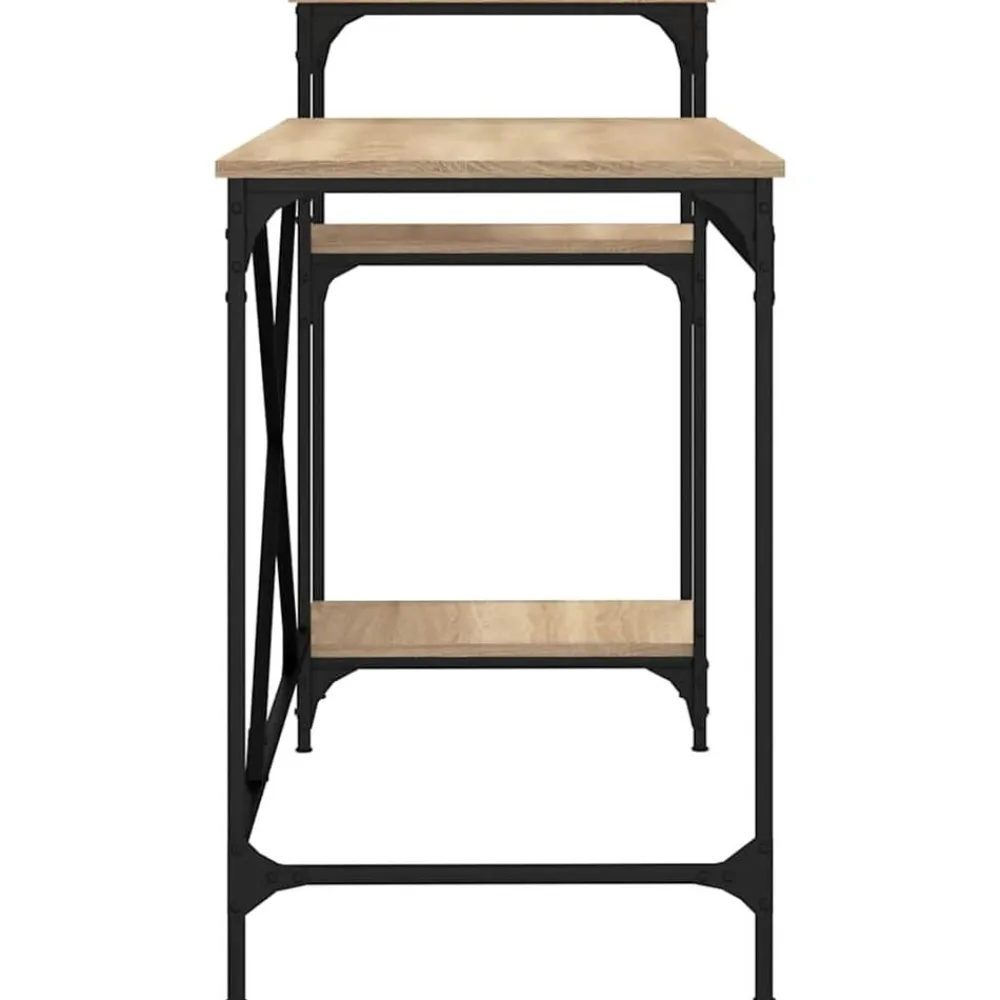 vidaXL Escritorio con estantes madera contrachapada roble 135x50x90 cm Roble Sonoma Sale