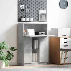 vidaXL Escritorio con estante Gris Concreto 71.5 x 31.5 x 106.5 cm Gris hormig&oacute;n New