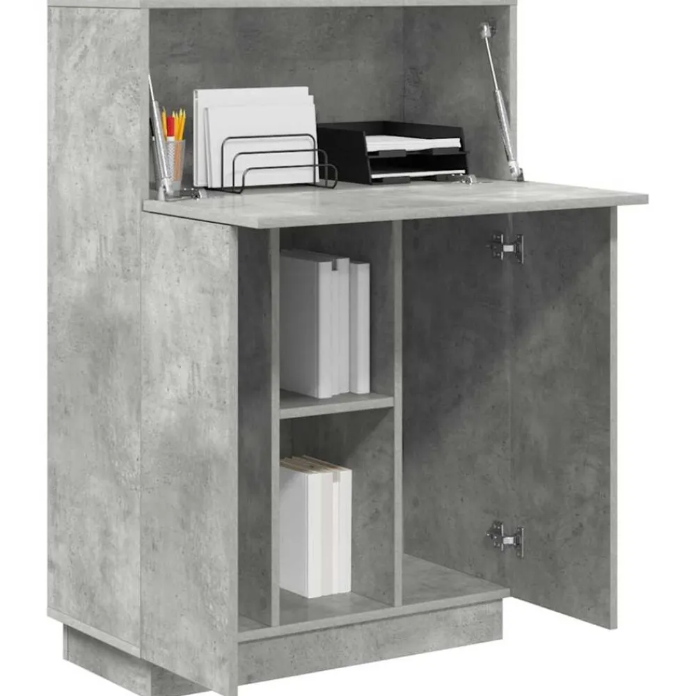 vidaXL Escritorio con estante Gris Concreto 71.5 x 31.5 x 106.5 cm Gris hormigón New