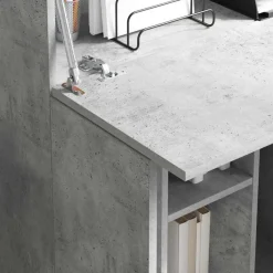 vidaXL Escritorio con estante Gris Concreto 71.5 x 31.5 x 106.5 cm Gris hormigón New