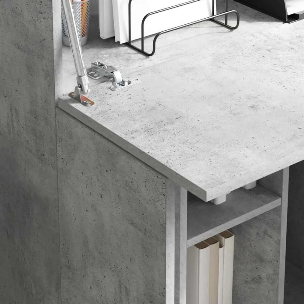 vidaXL Escritorio con estante Gris Concreto 71.5 x 31.5 x 106.5 cm Gris hormigón New