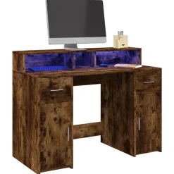 vidaXL Mobiliario De Oficina-Escritorio con LED madera ingeniería 120x55x91 cm