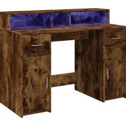 vidaXL Mobiliario De Oficina-Escritorio con LED madera ingeniería 120x55x91 cm