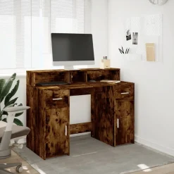 vidaXL Mobiliario De Oficina-Escritorio con LED madera ingeniería 120x55x91 cm