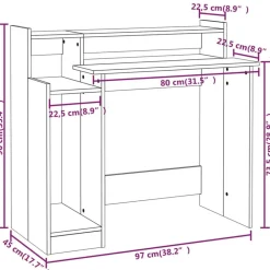 vidaXL Escritorio con LED madera ingeniería 97x45x90 cm Roble ahumado Sale