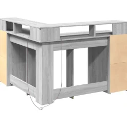 vidaXL Escritorio con LED madera ingeniería 130x130x91cm Gris sonoma New