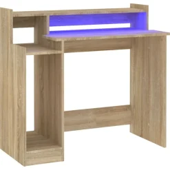vidaXL Mobiliario De Oficina-Escritorio con LED madera contrachapada 97x45x90cm