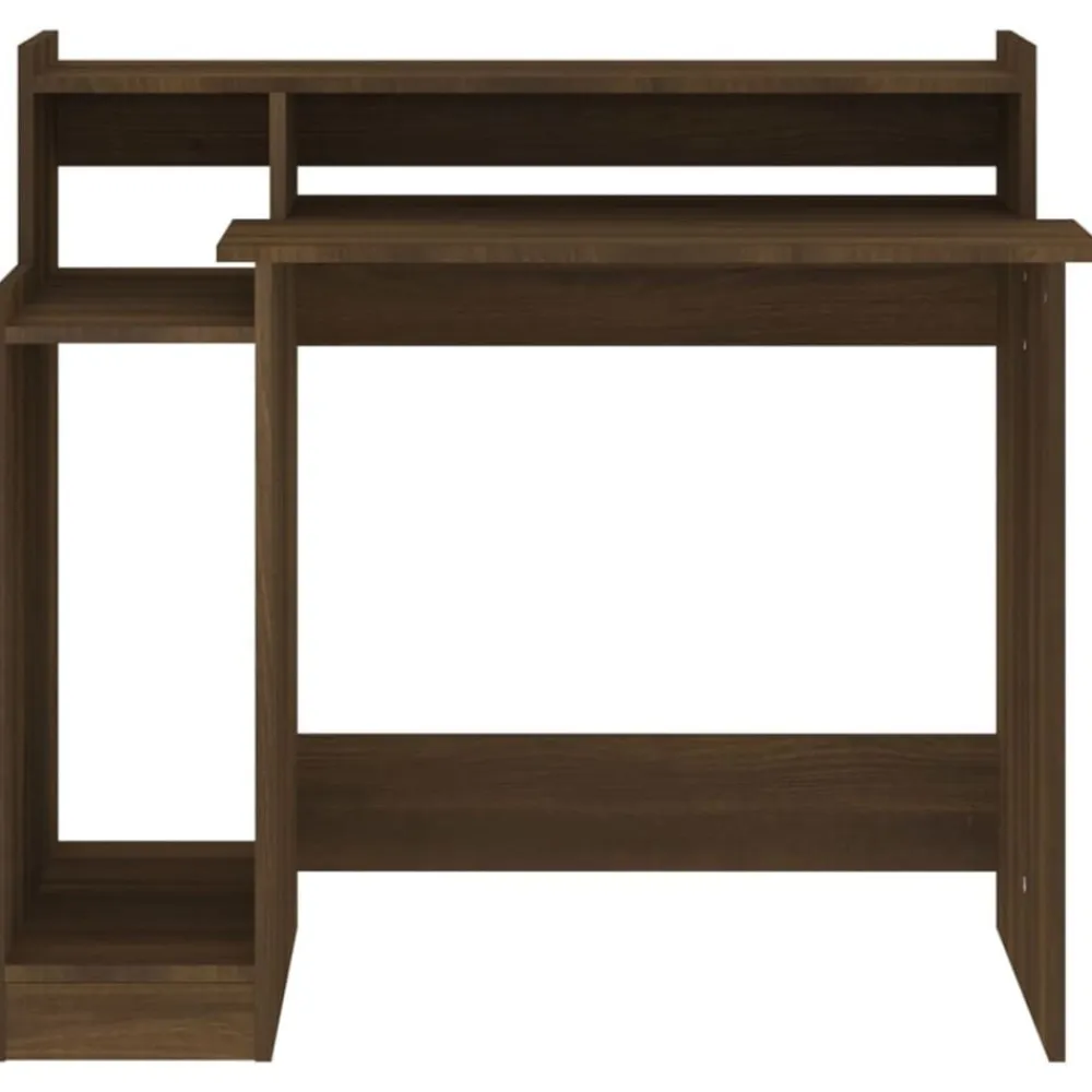 vidaXL Escritorio con LED madera ingeniería marrón roble 97x45x90 cm Marrón roble Best