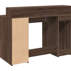 vidaXL Mobiliario De Oficina-Escritorio con LED madera ingeniería marrón roble 120x55x91 cm