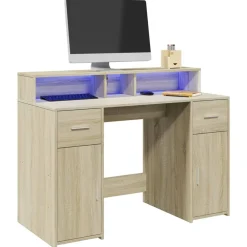 vidaXL Mobiliario De Oficina-Escritorio con LED madera ingeniería 120x55x91 cm