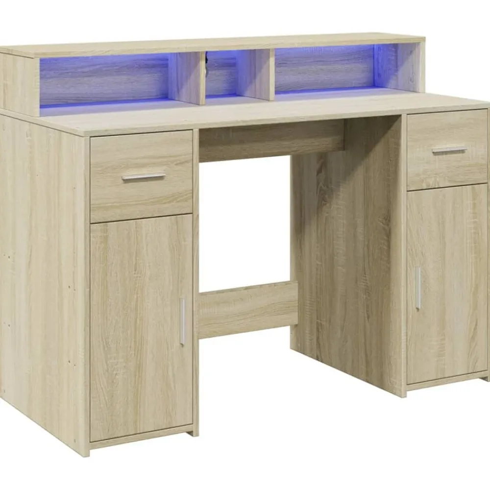 vidaXL Mobiliario De Oficina-Escritorio con LED madera ingeniería 120x55x91 cm