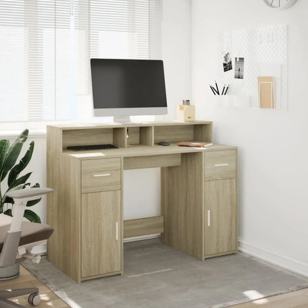 vidaXL Mobiliario De Oficina-Escritorio con LED madera ingeniería 120x55x91 cm