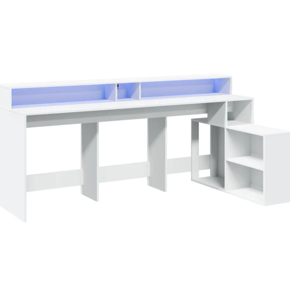 vidaXL Mobiliario De Oficina-Escritorio con luz LED madera ingeniería 200x104x91 cm