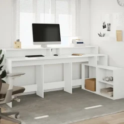vidaXL Mobiliario De Oficina-Escritorio con luz LED madera ingeniería 200x104x91 cm