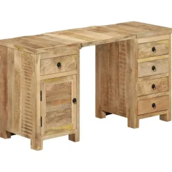 vidaXL Escritorio con pedestal madera maciza de mango 140x50x77 cm Discount
